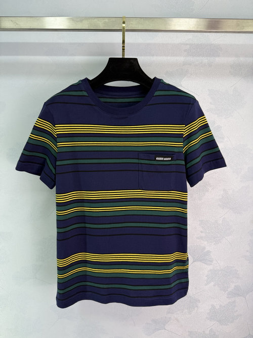 Miu Miu Miu Collection Intellectual Color-Blocked Short-Sleeve T-Shirt