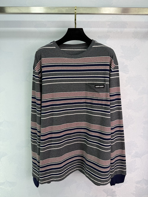 Miu Miu Miu Collection Intellectual Color-Blocked Long-Sleeve T-Shirt