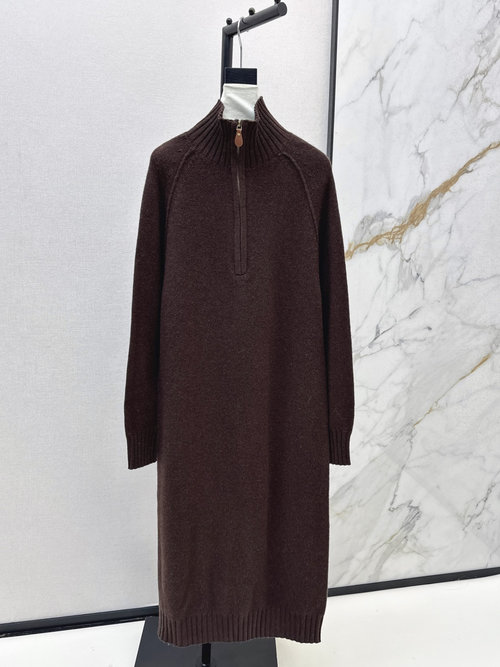 Loro Piana Exclusive Long Wool Dress with Loose H - Shape