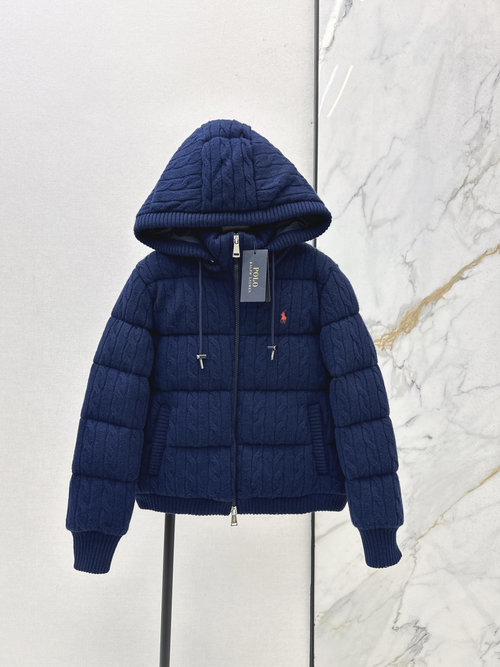 Polo Ralph Lauren Woolen Knit Down Puffer with Logo Embroidery and Zipper