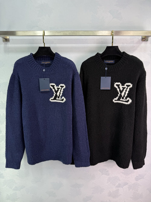 Louis Vuitton Imported Wool Sweater with Embroidered Letters for Korean-Inspired Style