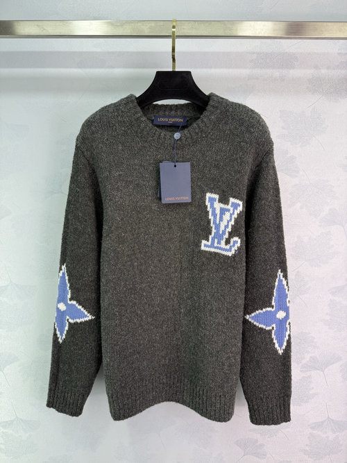Louis Vuitton Knit Round-Neck Pullover Featuring Classic Brand Jacquard