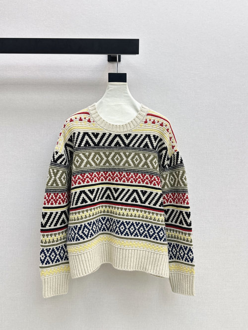 Loro Piana Exclusive Fair Isle Vintage Knitted Round - Neck Sweater