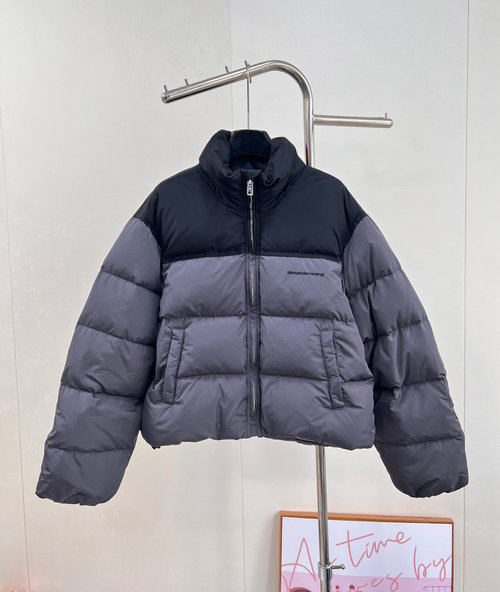 Alexander Wang Fashionable Long Square Embossed Collared Patchwork Down Jacket