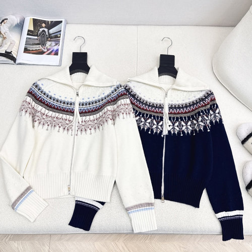 Loro Piana Fair Isle Knit Cardigan: Retro Style for a Flattering Silhouette