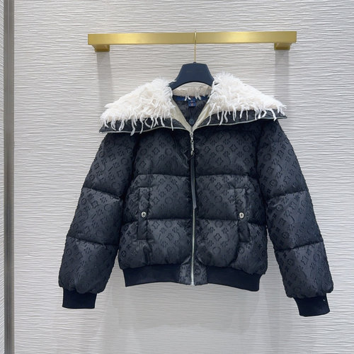 Louis Vuitton Down Jacket with Non-Detachable Fur Collar, Warm and Casual