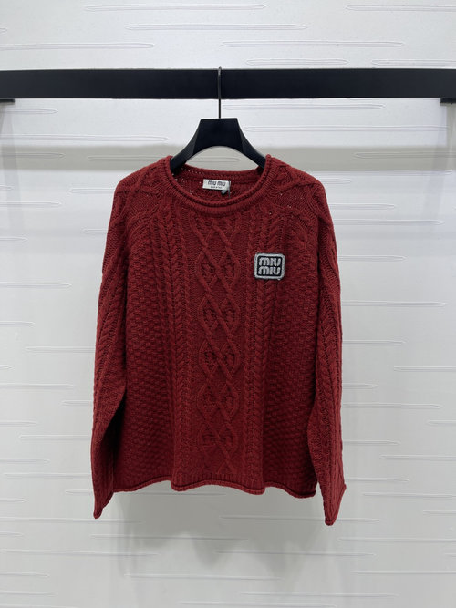Miu Miu Twisted Knit Pullover with Logo
