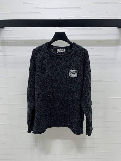 Miu Miu Luxury Knitted Pullover with Twisted Pattern and Logo