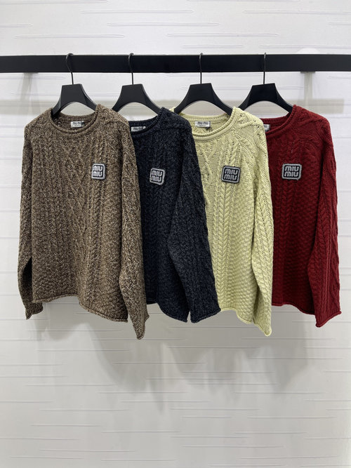 Miu Miu Luxury Knitted Pullover with Twisted Pattern and Logo