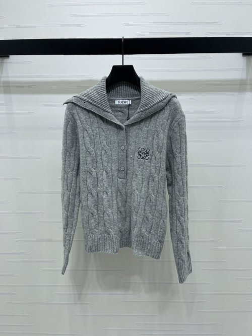 Loewe Twisted Knit Cardigan with Logo, High - Quality and Sophisticated