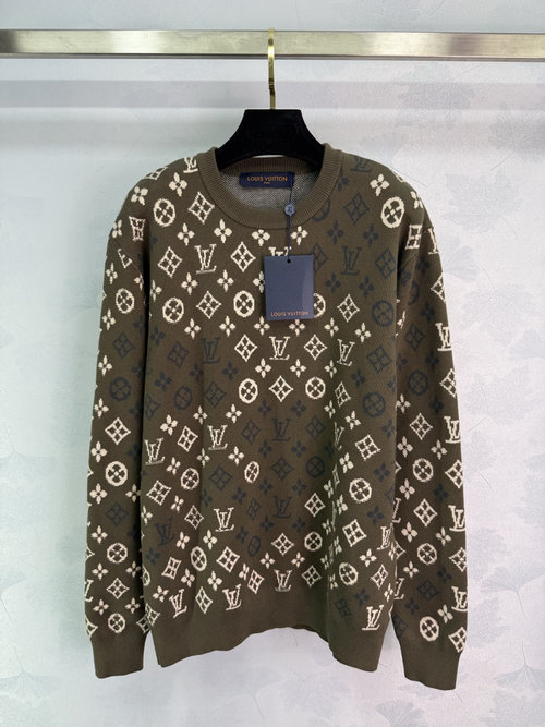 Louis Vuitton Logo Printed Knitted Pullover in Wool-Cashmere Blend