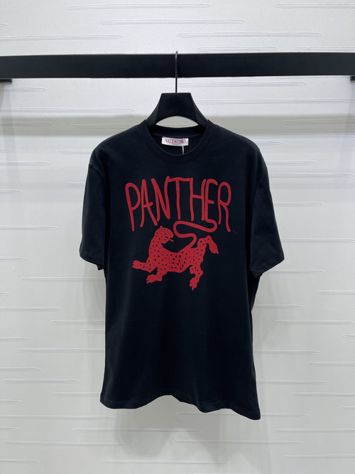 Valentino High-End Round Neck Short-Sleeved T-Shirt with Slimming Effect