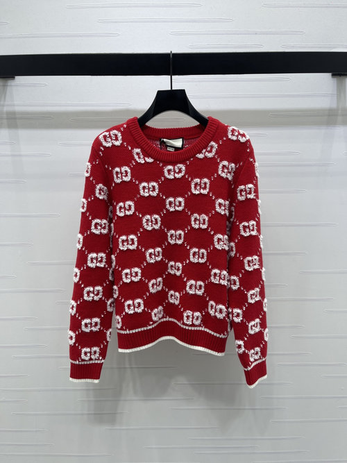 Gucci High - Quality Round - Neck Jacquard Knit Sweater with Double G Pattern
