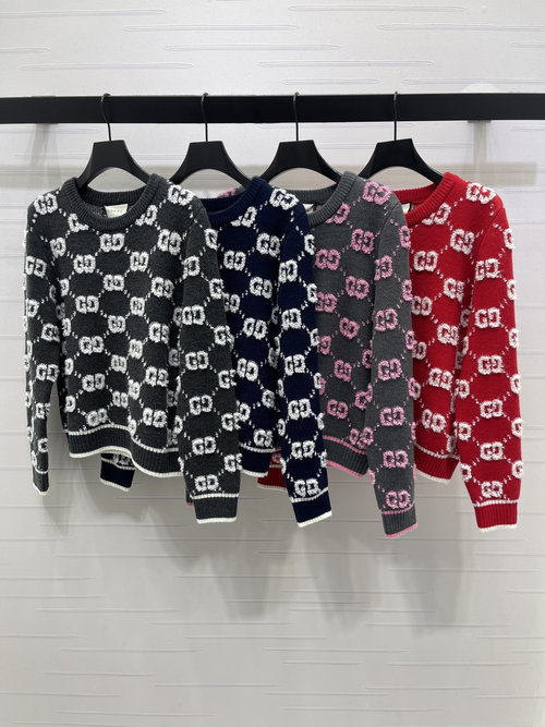 Gucci High - Quality Round - Neck Jacquard Knit Sweater with Double G Pattern