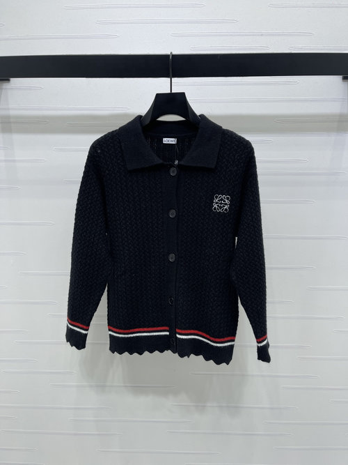 Loewe Turtleneck Long Sleeve Cardigan, Soft Wool Blend, Stylish Embroidery