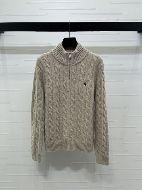 Polo Ralph Lauren Soft Wool Half-Zip Sweater with Horse Logo Embroidery