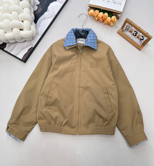 Miu Miu Retro Double Collar Jacket with Custom Fabric Details