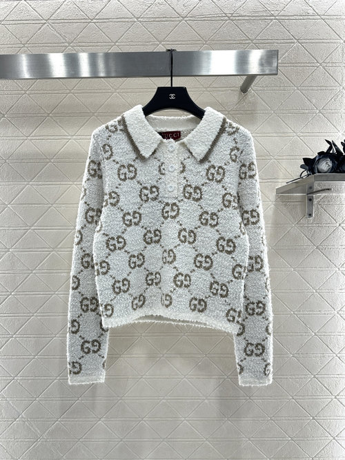 Gucci Double G Jacquard Knit Sweater with Vintage Appeal