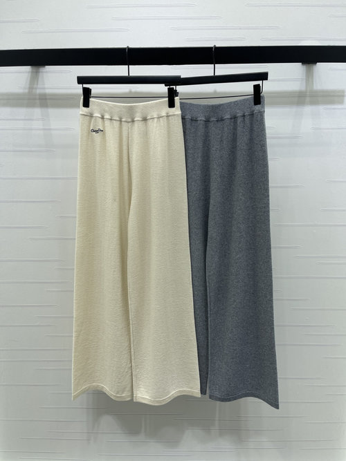 Dior Solid Color Wide-Leg Knit Trousers