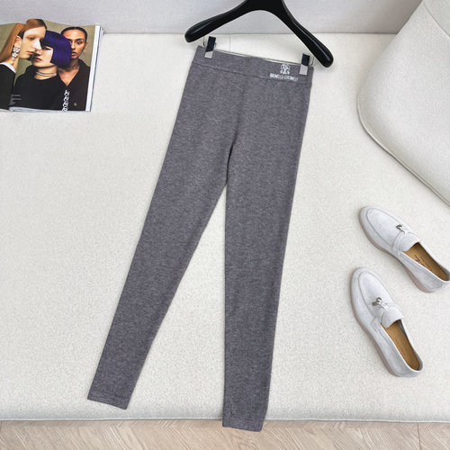 Brunello Cucinelli Classic Logo - Decorated Knit Leggings with Slimming