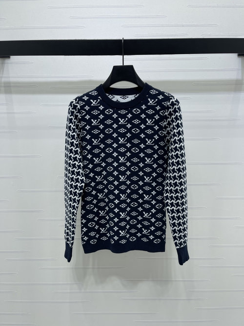 Louis Vuitton Jacquard Round - Neck Pullover with Logo Patterns