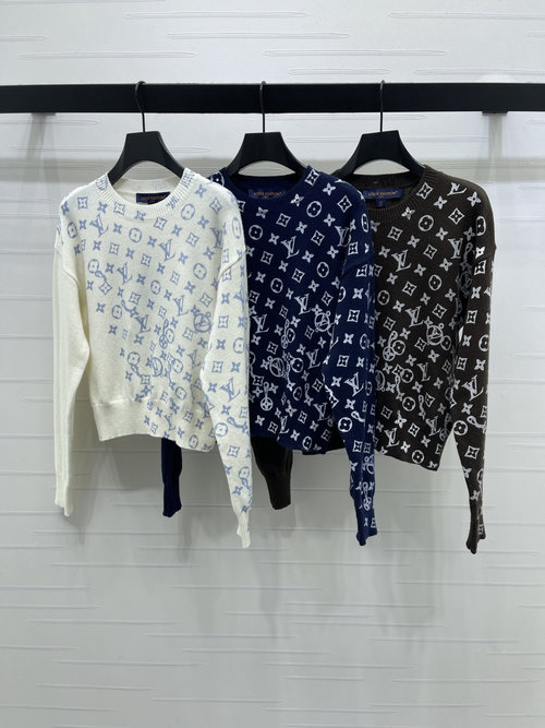 Louis Vuitton High-quality Jacquard Knit Pullover with Four-leaf Clover Pattern