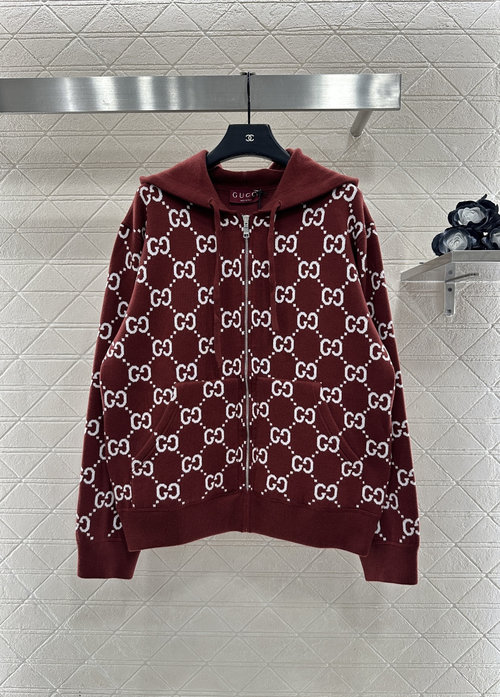 Gucci Reversible Double-G Jacquard Knit Hoodie in High-Quality Fabric