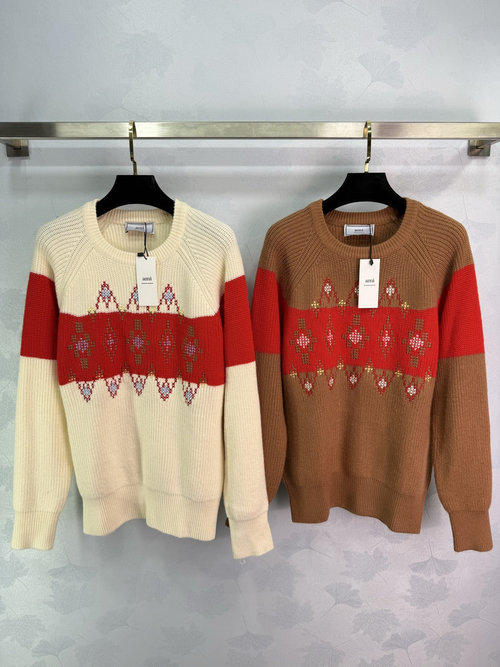 Ami Festival - themed Jacquard Sweater, Retro and Comfortable