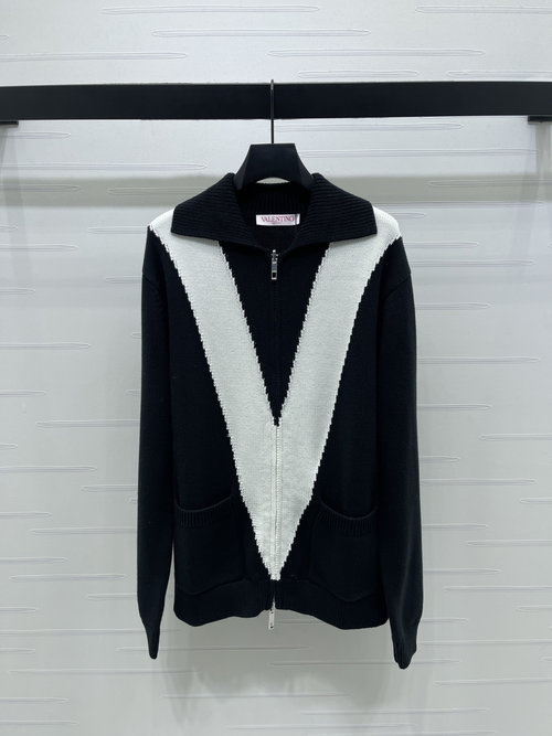 Valentino Wool Blend Knit Cardigan with Zip