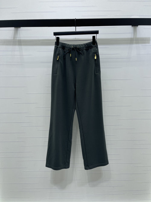 Dior Straight-Leg Pants with Zipper Pockets and Logo Zipper
