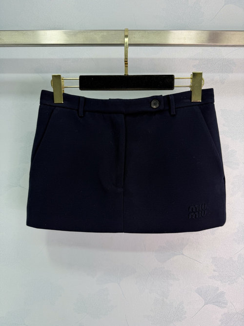 Miu Miu HIGH - WAIST ZIPPER MINI SKIRT WITH IMPORTED FABRIC AND GLOSSY FINISH