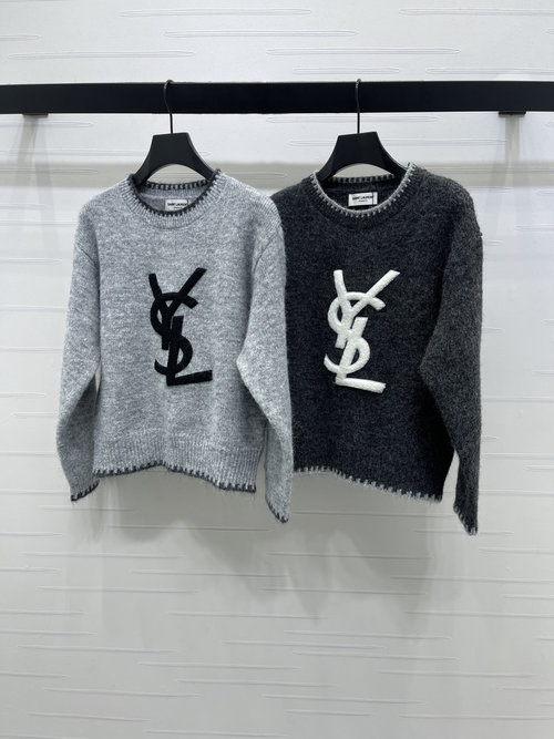 Yves Saint Laurent High - quality Contrast Pullover Knit Sweater