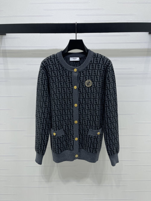 Fendi High - end Jacquard Cardigan with Diamonds