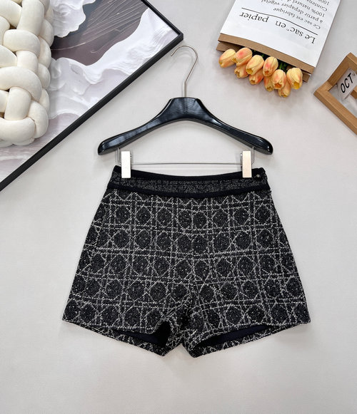 Dior Black and White Checked Shorts for a Classic and Sophisticated Look