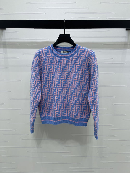 Fendi Double F Jacquard Pullover Sweater for a Stylish Look