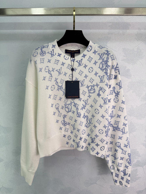 Louis Vuitton Relaxed Printed Letter Knit Top with Clover Emblem