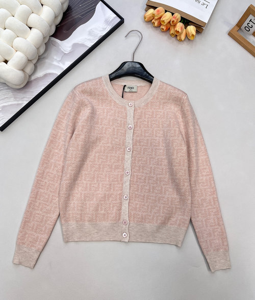 Fendi Knitted Open Cardigan with Double F Logo and Elegant Design