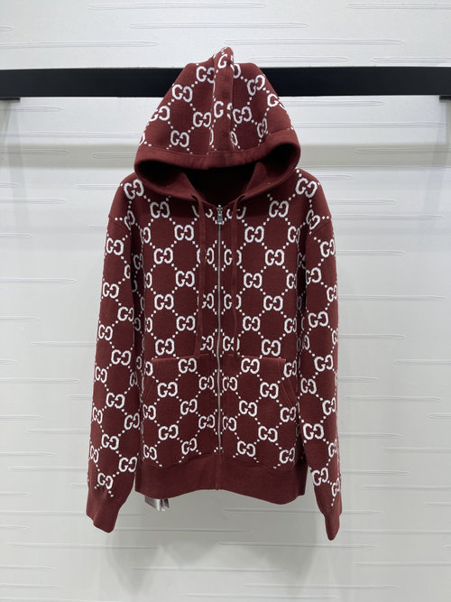 Gucci Original Double-Sided Zip Knit Hoodie, Two Colors