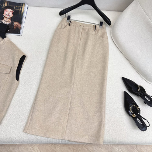 Brunello Cucinelli Italian Minimalist Wool Vest & Skirt for Effortless Layers