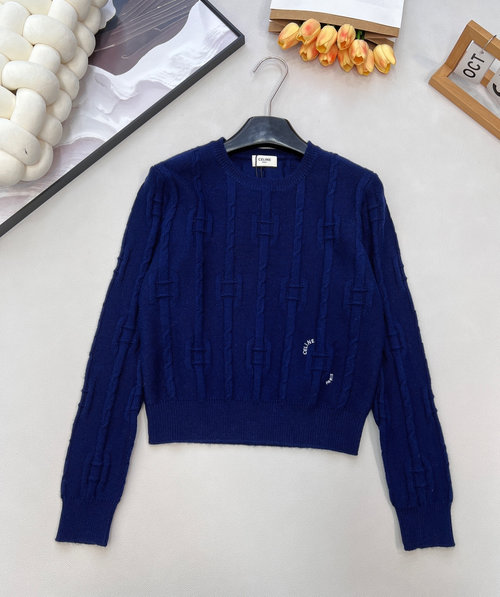 Celine Elegant Knitted Pullover with Chain Square Buckle