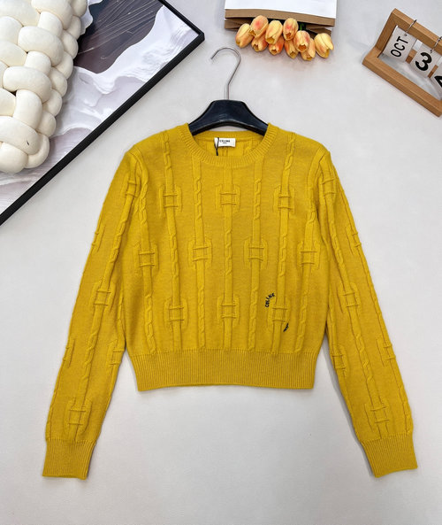 Celine Custom Yarn Knitted Sweater with Chain Buckle