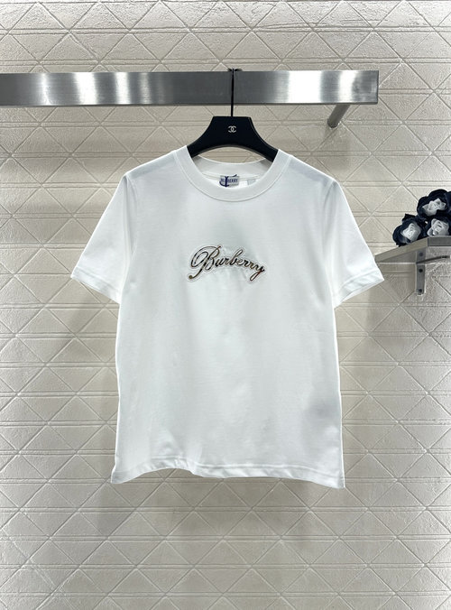 Burberry Custom Cotton Round Neck Short Sleeve with Embroidered Logo