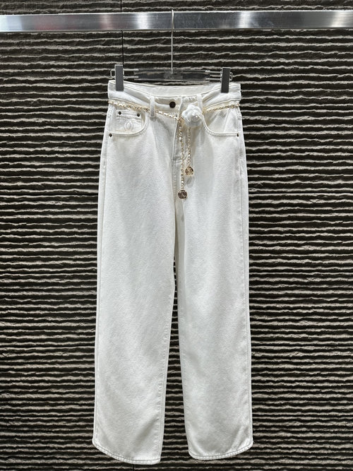 Chanel New Embroidery Double C Chain Jeans