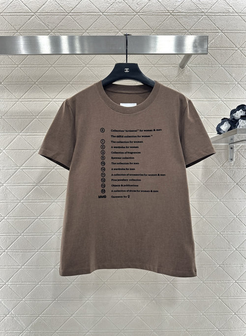 Maison Margiela Crew Neck Short Sleeve Shirt with Printed Logo, Available in Three Shades