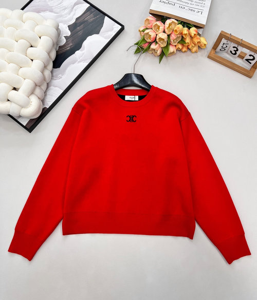 Celine Elegant Custom YB Wool Knit Sweater with Arch Logo