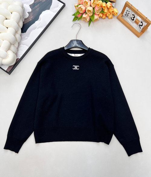 Celine Elegant Custom YB Wool Knit Sweater with Arch Logo