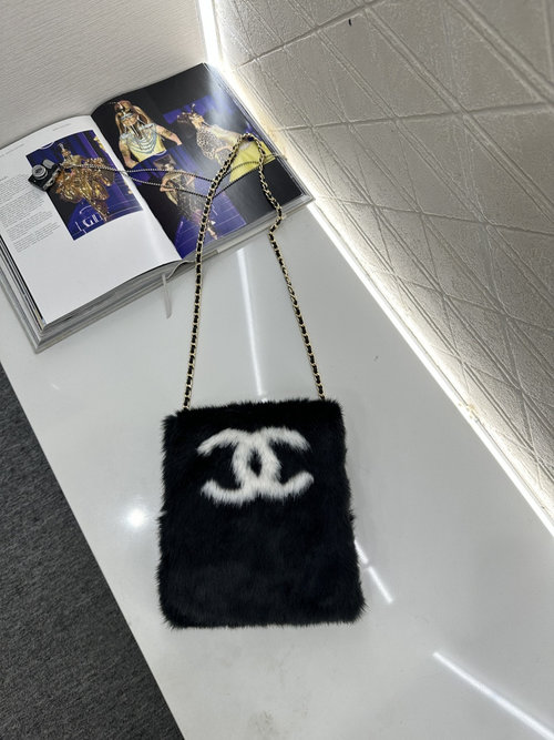 Chanel Customized Fur Chain Hand-Warming Bag with Dual C Logo