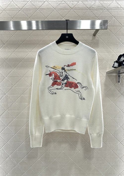 Burberry Embroidery Knit Sweater with Horse Logo