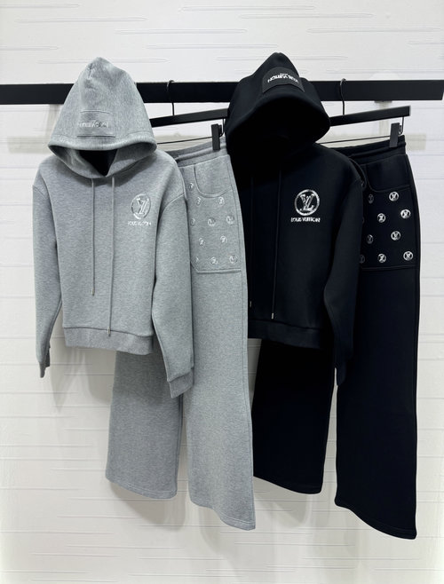 Louis Vuitton Hooded Sequined Logo Sweatshirt & Pant Set