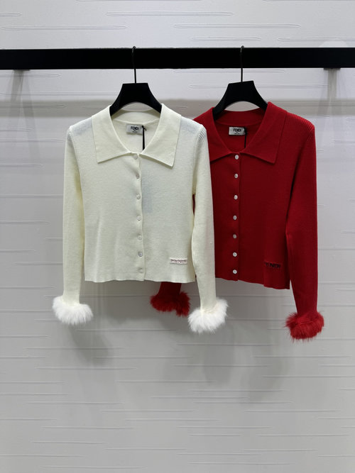 Fendi Soft Knit Cardigan with Contrast Logo, Elegant and Comfortable